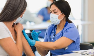 Woman receives a flu shot