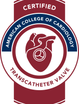 American College of Cardiology Badge with heart illustration certifying Transcatheter Valve Replacement designation