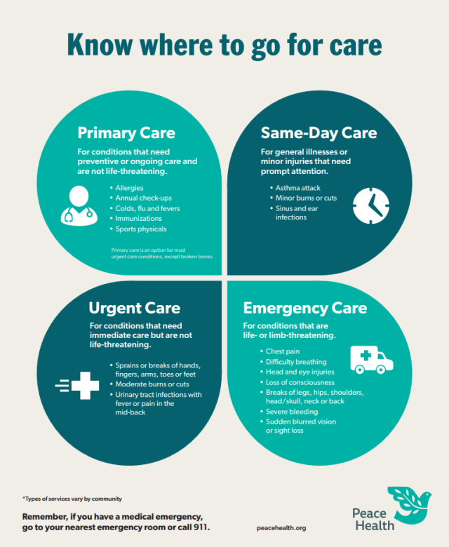 Know where to go for care infographic