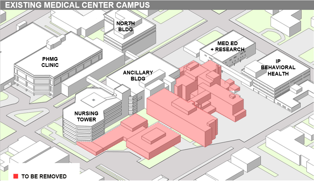 Diagram/sketch of existing medical Center campus