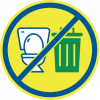 Illustration of crossed out toilet and garbage can