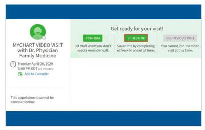 Screenshot of step 2 when starting a PeaceHealth Video Visit