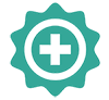 Icon of radial shape with medical cross in the middle