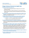 Front page of Advance Care Directive document for Oregon