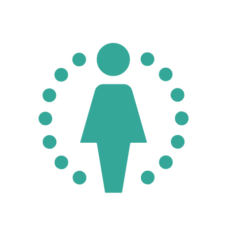 Silhouette of a person with dots surrounding them