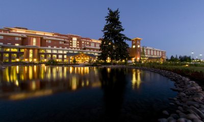 Nighttime view of Sacred Heart Medical Center at RiverBend