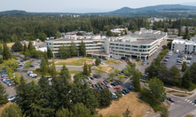 Aerial photograph of the St. Joseph Medical Center campus in Bellingham, Washington.