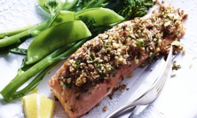 Walnut rosemary crusted salmon