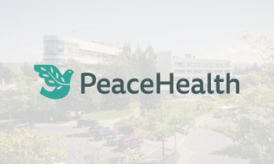 St. Joseph Medical Center photo with overlay of PeaceHealth logo