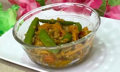 snap peas and bulgar dish