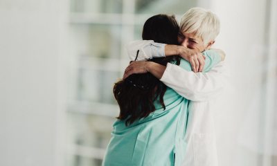 Caregivers hugging