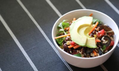 Rice bean bowl with avocado recipe