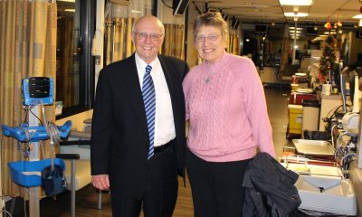 Don Heimbigner and PeaceHealth Board Chair Sister Andrea Nenzel tour the newly-named Elaine & Don Heimbigner Oncology Infusion Center