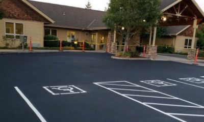 A handicap parking space in front of the Ray Hickey Hospice House