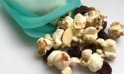 Popcorn trail mix recipe for a quick snack.