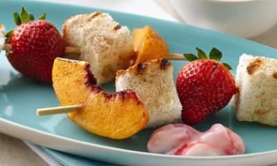 fruit kabobs with angel food cake cubes
