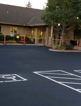 A handicap parking space in front of the Ray Hickey Hospice House