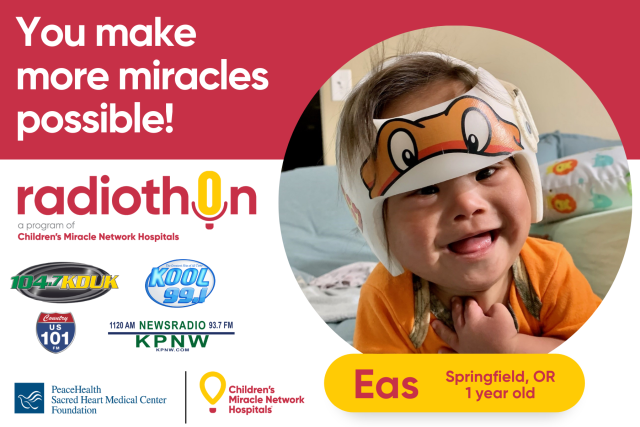 Radiothon Banner with a young smiling patient.