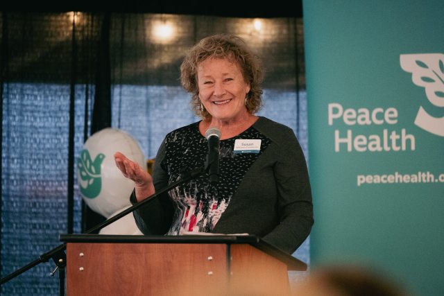 Susan McEwen-Thompson speaking at the ground breaking event