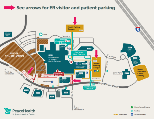 ER visitor and patient parking map for March 2026