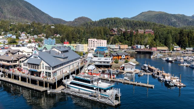 Ketchikan, Alaska Shops and Marina on the waterfront