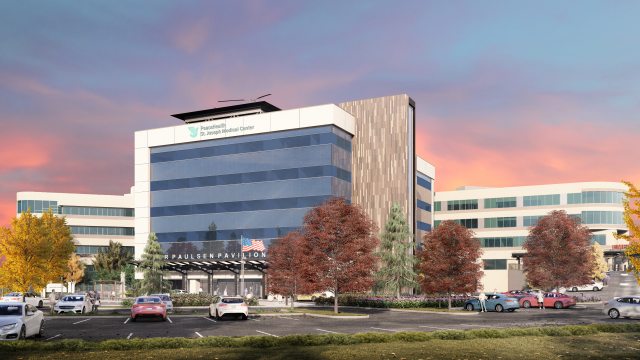 Rendering of PeaceHealth St. Joseph Medical Center West Entrance 