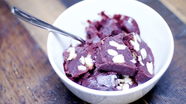 Fudge nut brownie in a bowl with a spoon