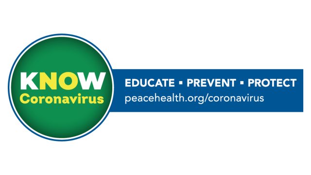 Round green logo with the wordws "Know Coronavirus, Educate - Prevent - Protect"