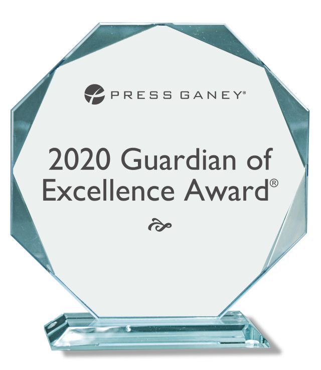 2020 Press Ganey Guardian of Excellence Award in crystal/glass