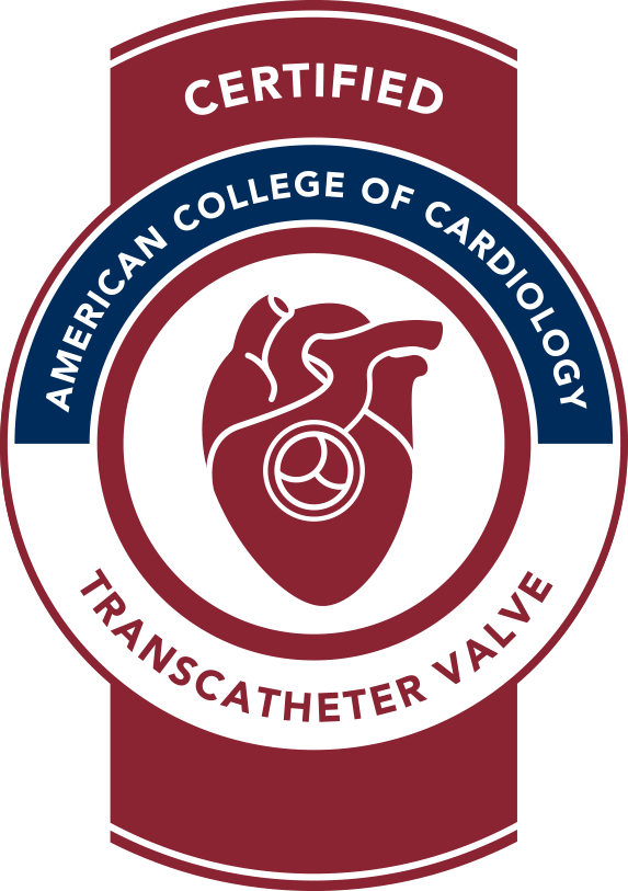 American College of Cardiology Badge with heart illustration certifying Transcatheter Valve Replacement designation