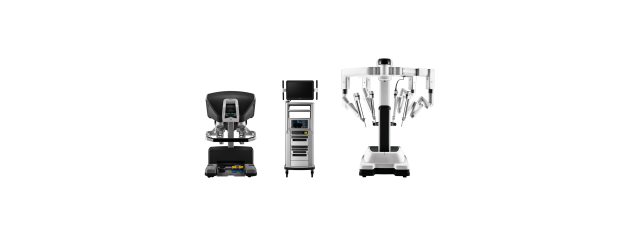 Cropped and composite image of DaVinci Robotic Surgery components on white background