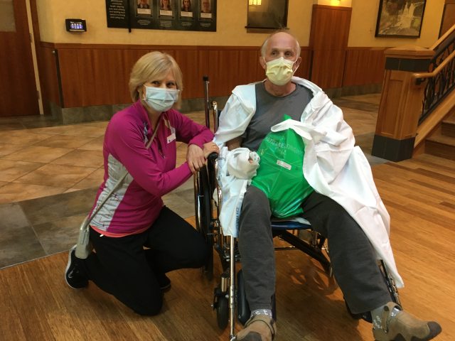 Petras Astrauskas and his wife, Laima, at PeaceHealth Sacred Heart Medical Center at RiverBend