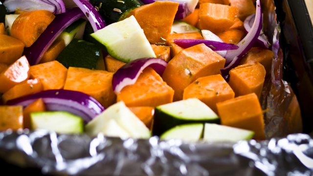 grilled onion, zucchini, bell pepper and butternut squash