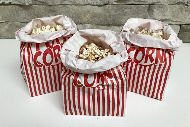 Three bags of popcorn