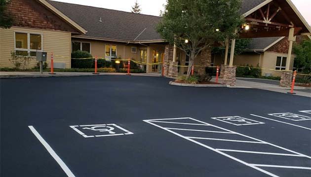 A handicap parking space in front of the Ray Hickey Hospice House